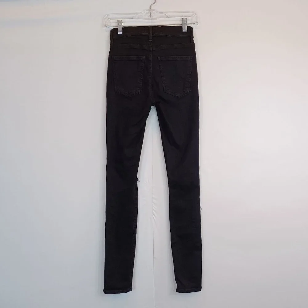 AGOLDE Women's Black Ripped Skinny Leg Stretch High Rise Denim Jean Destroyed 25 - Picture 7 of 12